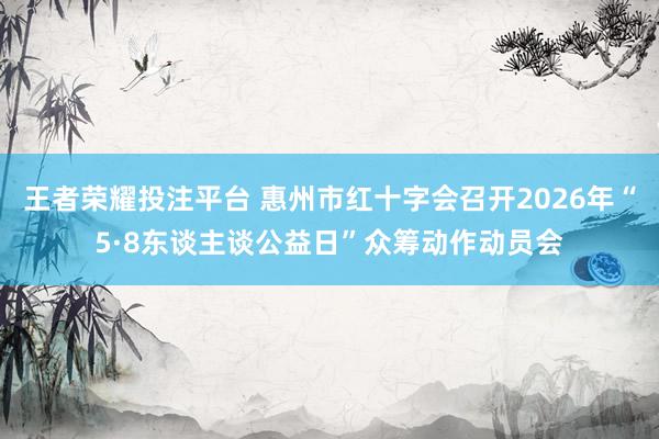 王者荣耀投注平台 惠州市红十字会召开2026年“5·8东谈主谈公益日”众筹动作动员会