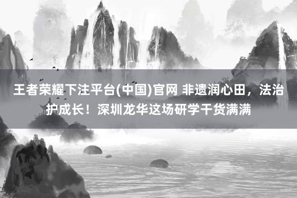 王者荣耀下注平台(中国)官网 非遗润心田，法治护成长！深圳龙华这场研学干货满满