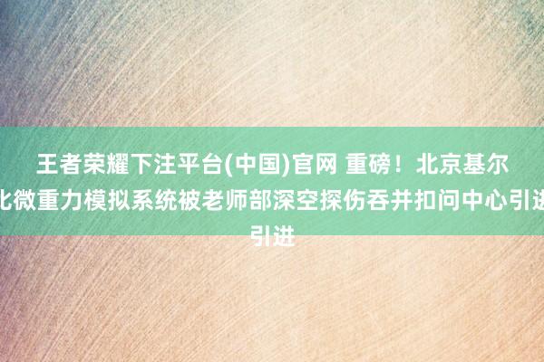 王者荣耀下注平台(中国)官网 重磅！北京基尔比微重力模拟系统被老师部深空探伤吞并扣问中心引进