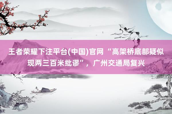 王者荣耀下注平台(中国)官网 “高架桥底部疑似现两三百米纰谬”，广州交通局复兴