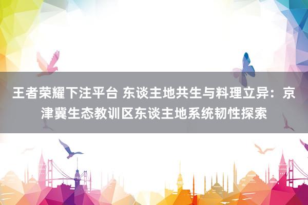 王者荣耀下注平台 东谈主地共生与料理立异：京津冀生态教训区东谈主地系统韧性探索