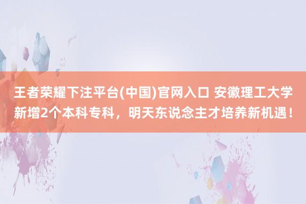 王者荣耀下注平台(中国)官网入口 安徽理工大学新增2个本科专科，明天东说念主才培养新机遇！
