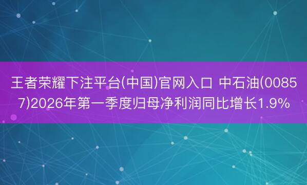 王者荣耀下注平台(中国)官网入口 中石油(00857)2026年第一季度归母净利润同比增长1.9%