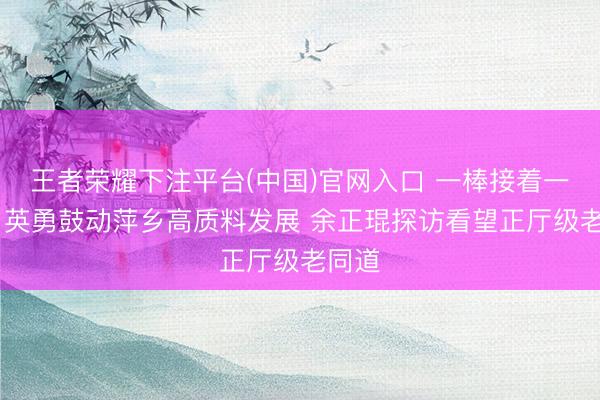 王者荣耀下注平台(中国)官网入口 一棒接着一棒干 英勇鼓动萍乡高质料发展 余正琨探访看望正厅级老同道